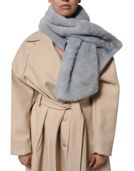 Powder Blue Mink Fur Neck Warmer Scarf