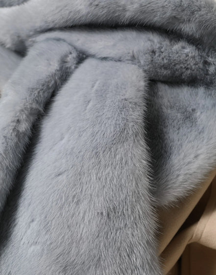Powder Blue Mink Fur Neck Warmer Scarf