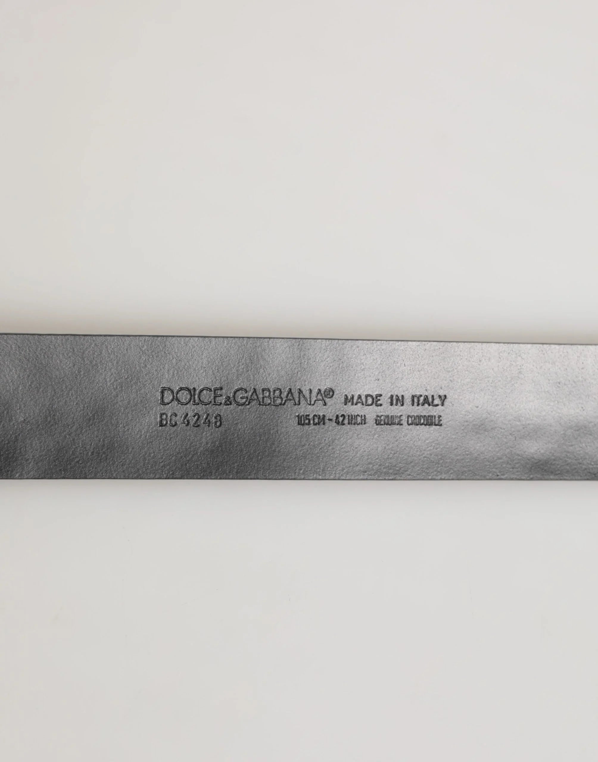 Black Exotic Leather DG Logo Buckle Belt