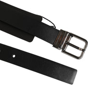 Black Leather Studded Silver-Tone Buckle Belt