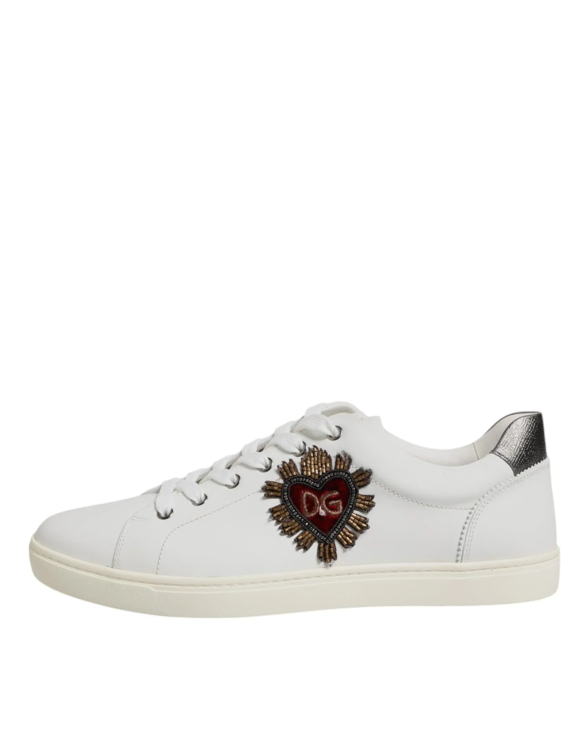 White Sacred Heart Men Low Top Sneakers Shoes by DOLCE&GABBANA
