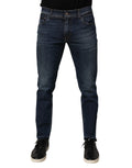 Blue Cotton Stretch Skinny Men Denim Jeans