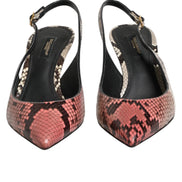 Multicolor Leather Heels Slingback Shoes