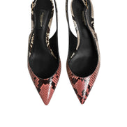 Multicolor Leather Heels Slingback Shoes