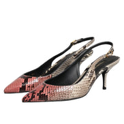 Multicolor Leather Heels Slingback Shoes