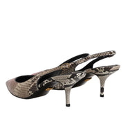Multicolor Leather Heels Slingback Shoes