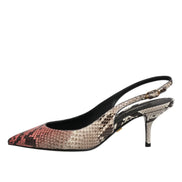 Multicolor Leather Heels Slingback Shoes