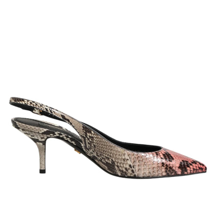 Multicolor Leather Heels Slingback Shoes