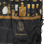 Black Jazz Club Print Neck Wrap Shawl Scarf
