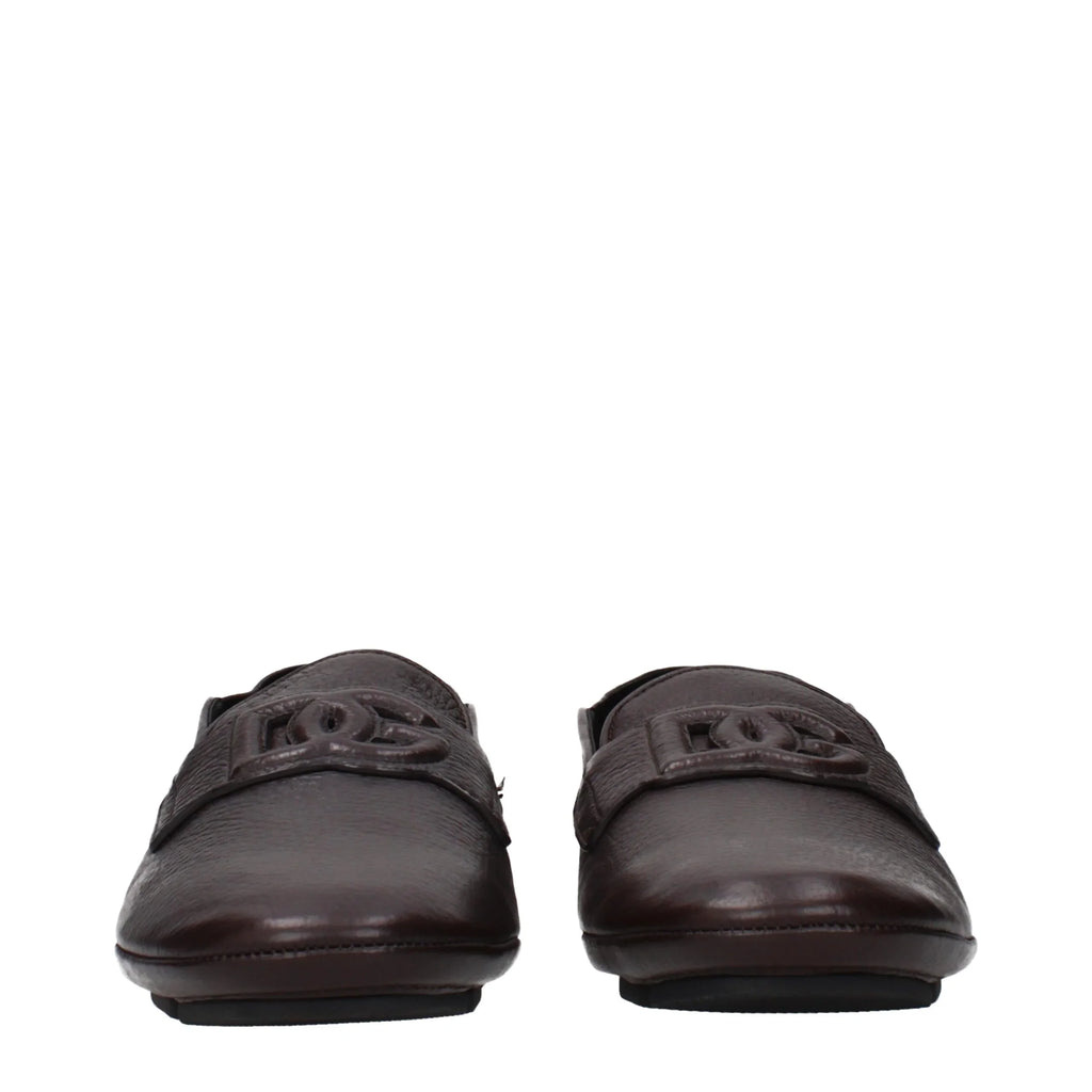 Brown Leather Slip-On Loafers